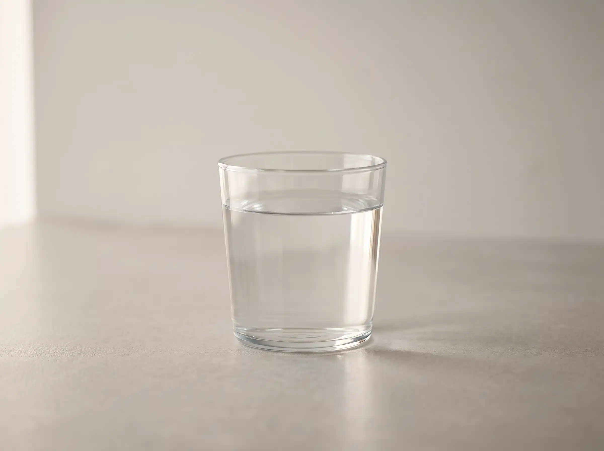 Verre rempli d'eau à température ambiante