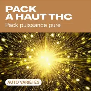 Pack à haut THC auto avec explosion lumineuse dorée.