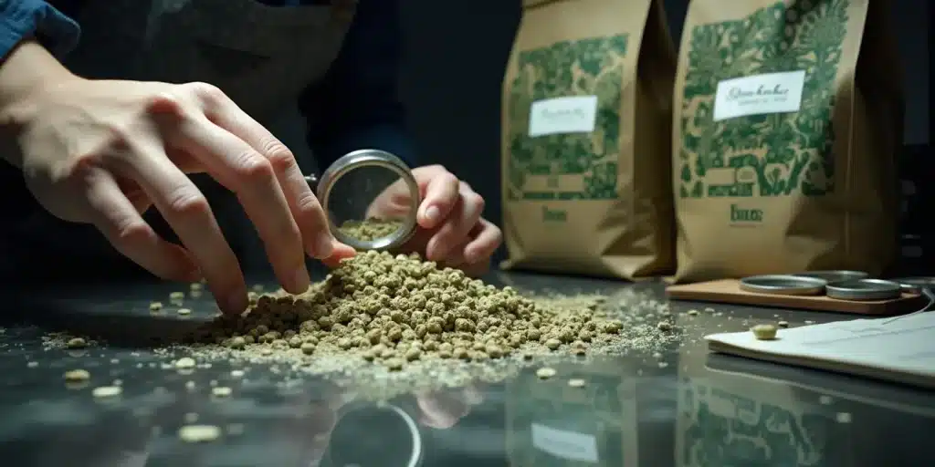 Résine de Glookies tamisée manuellement pour l'extraction de kief de haute qualité. Grâce à sa richesse en cannabinoïdes, Glookies est idéale pour la production de concentrés puissants.