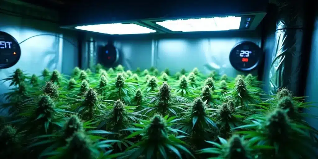 Croissance intérieure de Blue Dream Auto sous LED à spectre complet.