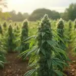 Champs de cannabis GMO cultivés en extérieur.