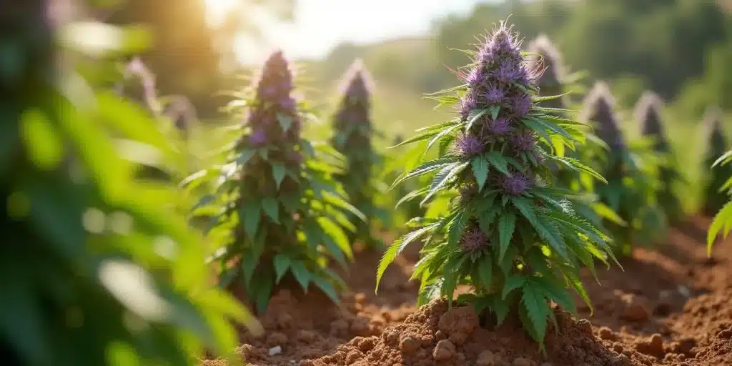 La Grandaddy Purple régulière se distingue par ses magnifiques teintes violettes et son profil aromatique intense. Parfaite pour la culture en extérieur, cette variété régulière combine puissance et esthétisme dans un environnement naturel.