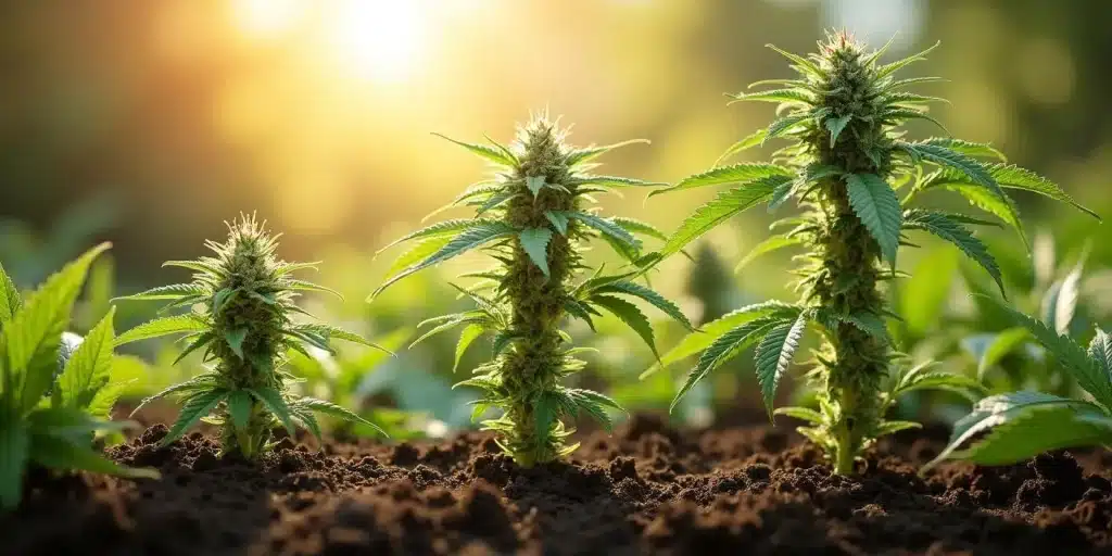 Croissance en pleine terre de jeunes plants HellFire OG.