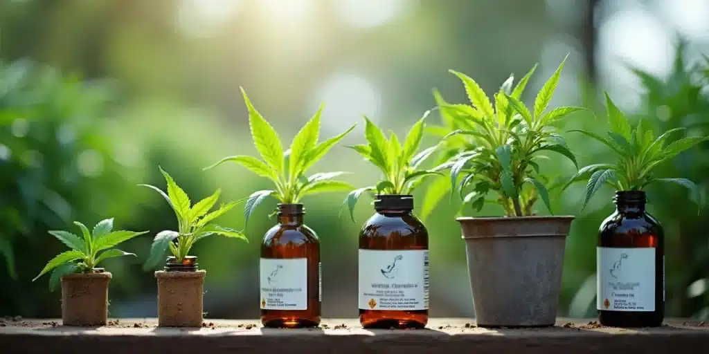 Bruce Banner Auto en croissance avec flacons d’huile de cannabis.