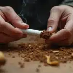 Main roulant un joint avec des feuilles naturelles, alternative à feuille à rouler cigarette classique.
