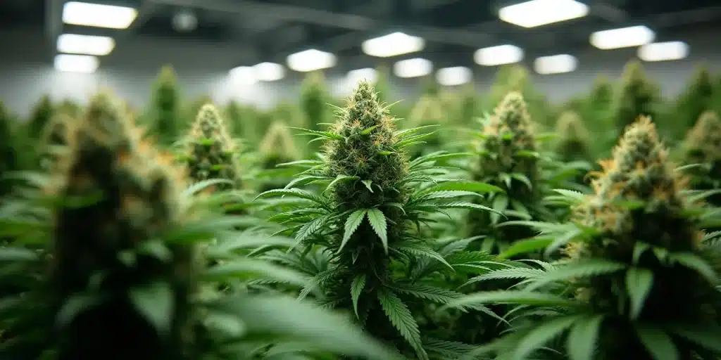 Plantes Orange Cookies en floraison dans une salle de culture.