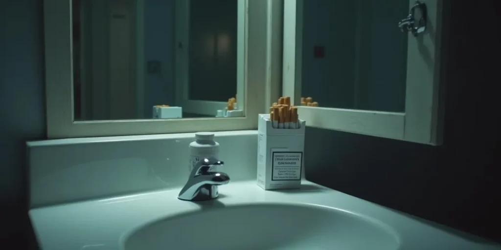 Cigarettes et antibiotique posés sur un lavabo, question peut on fumer sous antibiotique.