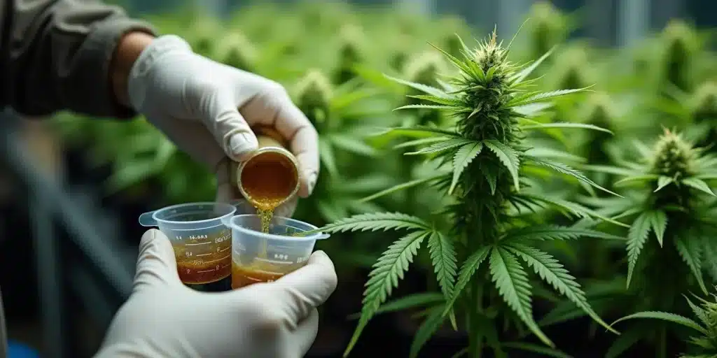 Fertilisation d'une plante de cannabis Acapulco Gold Auto.