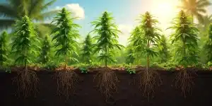 Schéma illustré montrant le système racinaire d’un plant de Maui Waui.