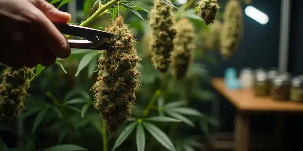Récolte manuelle d'Acapulco Gold Auto dans une culture indoor.