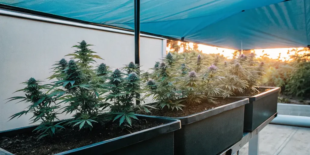 culture de cannabis en intérieur dans une box de culture équipée de lampes LED