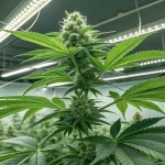 Plante de cannabis sous lumière LED en culture intérieure