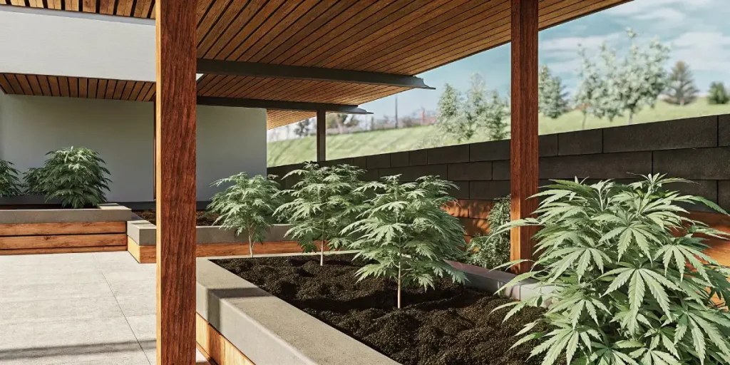 Culture de cannabis en intérieur avec éclairage LED intense et plantes en floraison