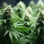 White Widow en floraison dense en culture indoor sous éclairage LED.