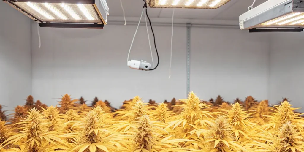 Plant de cannabis cultivé en extérieur sous le soleil