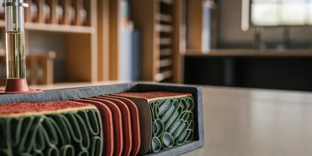 Tissu végétal analysé en laboratoire pour son adaptation aux environnements arides.