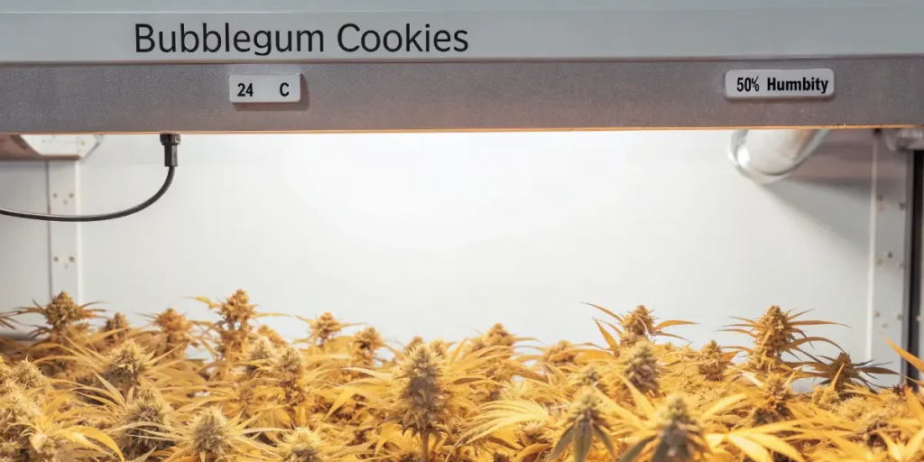 culture de cannabis Bubblegum Cookies en intérieur à 24°C et 50 % d’humidité.