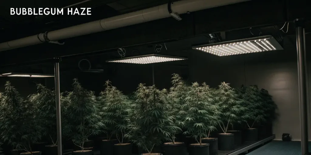 gros plan d’un bourgeon de cannabis rouge aux pistils vifs et feuilles sombres