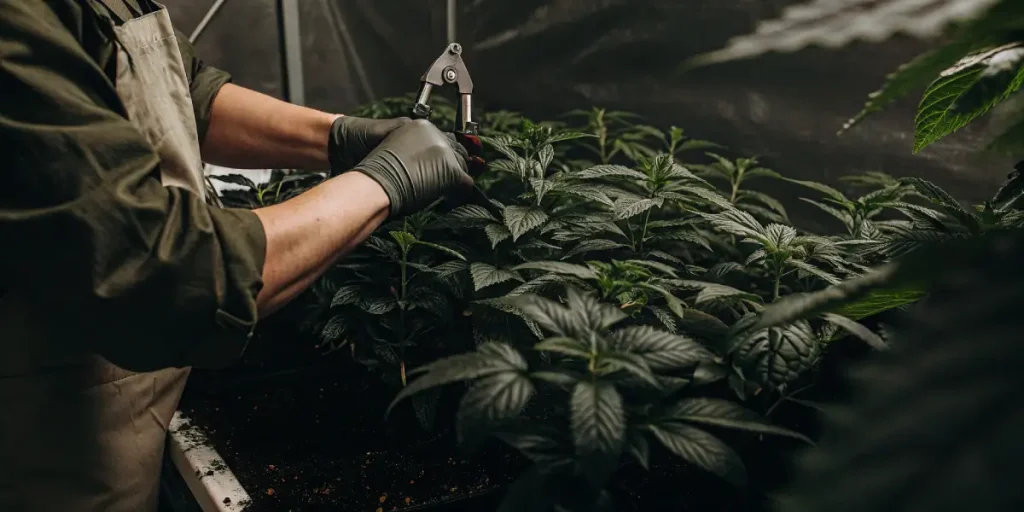 taille et entretien des plantes de cannabis en culture intérieure sous éclairage artificiel