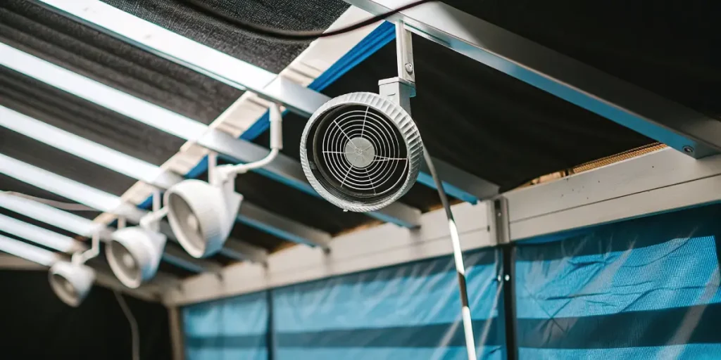 Système de ventilation et d’aération utilisé dans une culture de cannabis en intérieur pour contrôler le climat