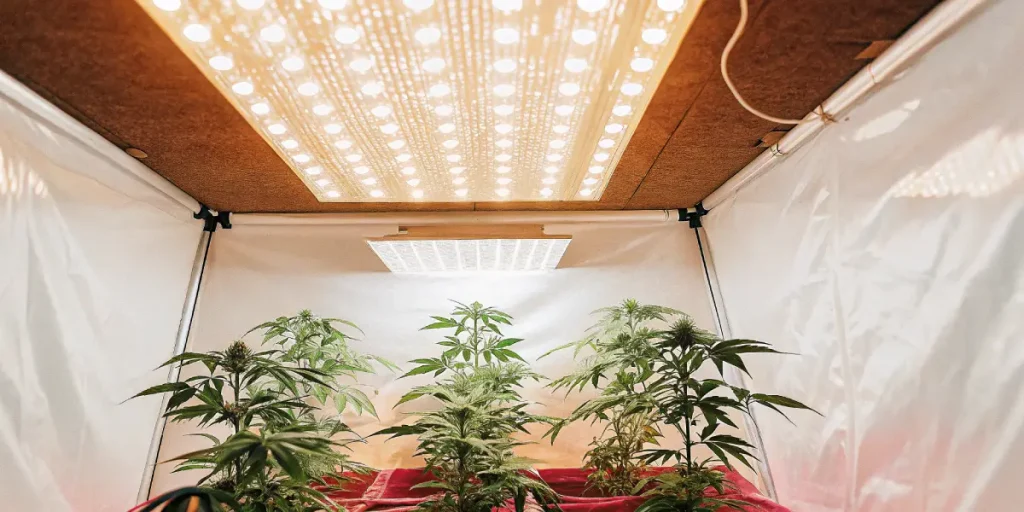 Culture indoor Cookies Girl Scout regulieres sous lampes LED modernes.