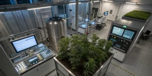 Installation technologique de laboratoire pour la culture et l’analyse du cannabis.
