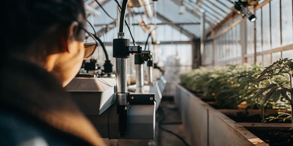 Système technologique de culture de cannabis en serre avec contrôle des plantes