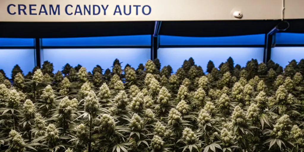 Cream Candy Auto culture indoor avec nombreuses tetes en floraison.
