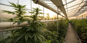 culture de cannabis en serre avec système hydroponique