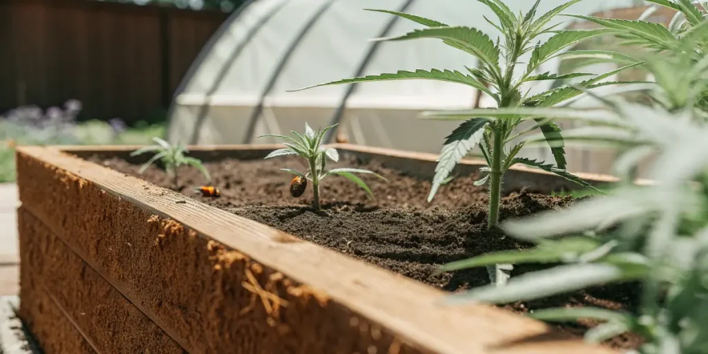 Jeunes plants Cream Auto en culture exterieure sous serre.