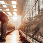 agriculteur inspectant des plantes de cannabis en serre