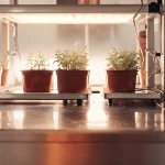 jeunes plantes de cannabis en pots dans un laboratoire