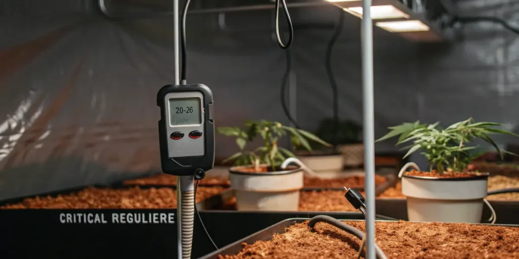 Culture de cannabis Critical Reguliere en interieur avec controle de temperature 20-26 degres.