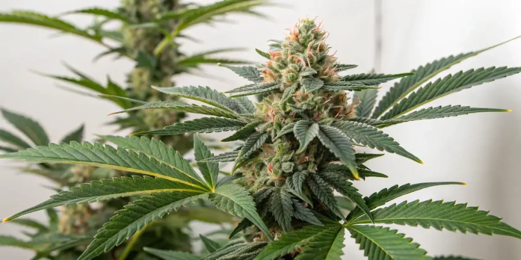 cola de cannabis en intérieur avec buds denses et résineux