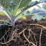 gros plan des racines de plante dans le sol montrant l’absorption des nutriments