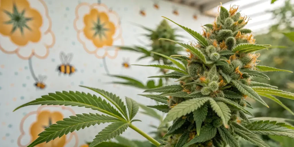 gros plan de tête de cannabis en floraison en culture intérieure