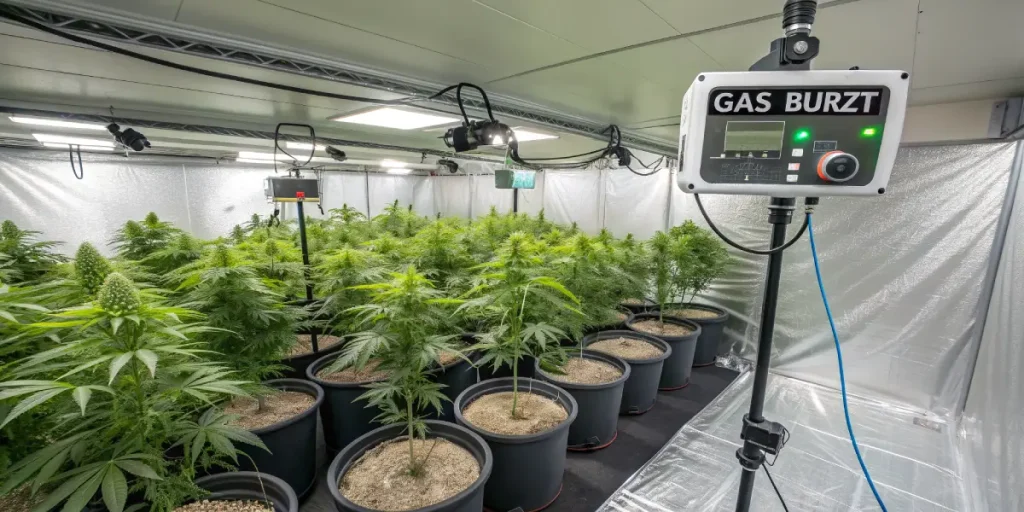 culture de cannabis en intérieur avec contrôleur de CO2 et système Gas Burzt
